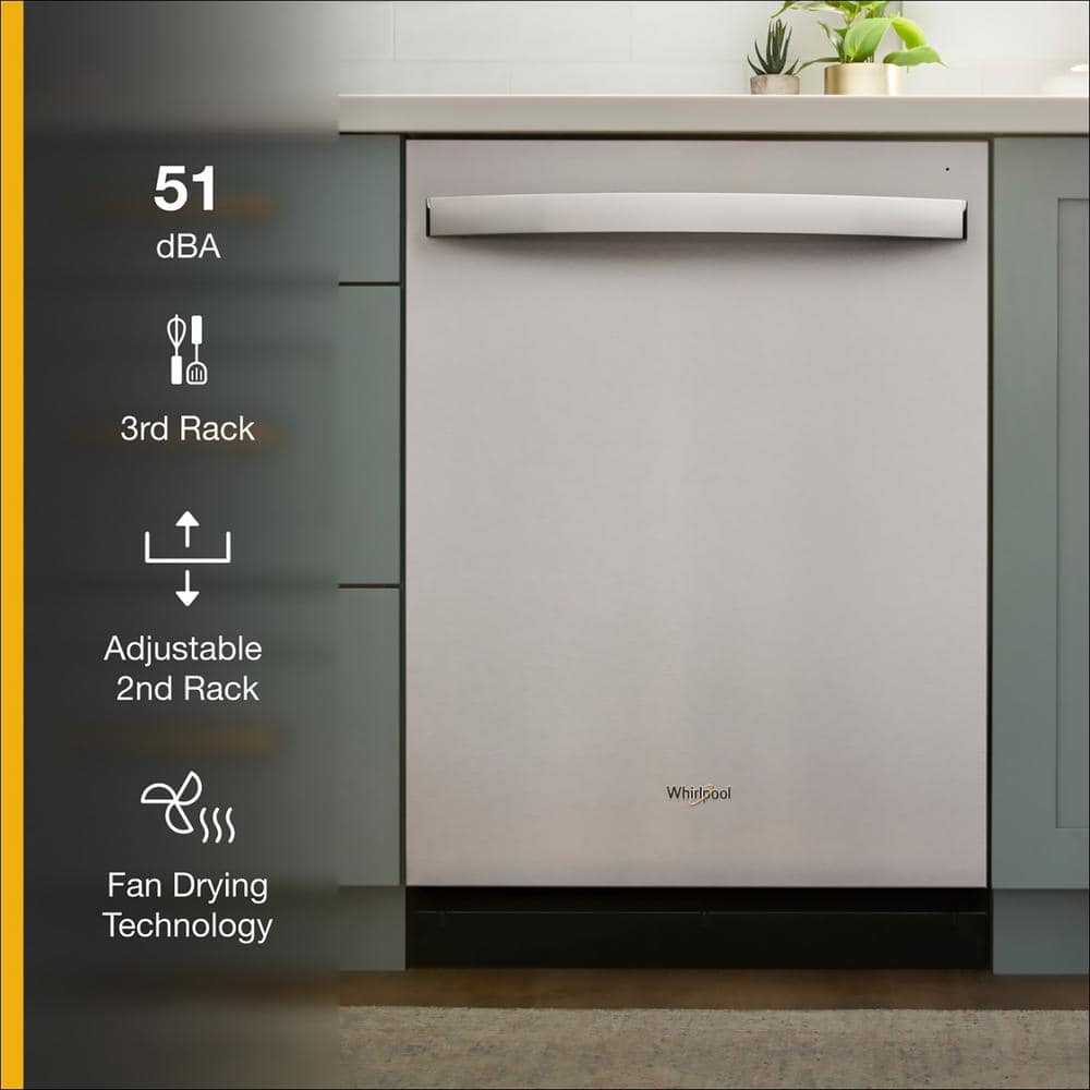24 In. Fingerprint Resistant Stainless Steel Top Control Dishwasher with 3Rd Rack