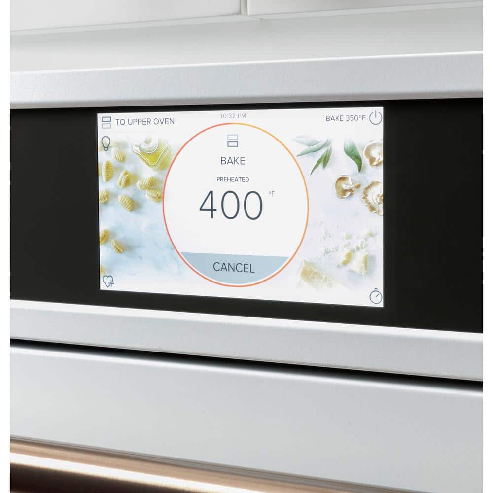 30 In. Smart Double Electric Smart Wall Oven with Convection Self-Cleaning in Matte White, Fingerprint Resistant