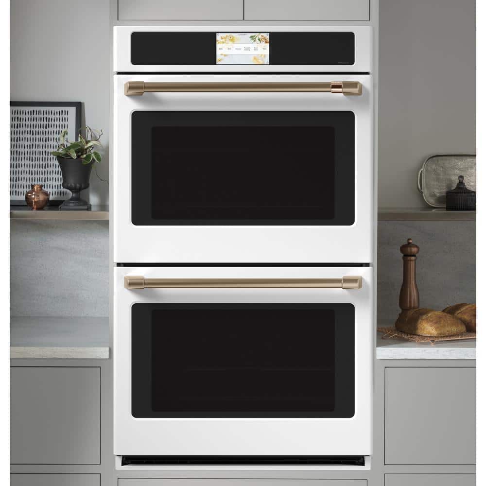 30 In. Smart Double Electric Smart Wall Oven with Convection Self-Cleaning in Matte White, Fingerprint Resistant