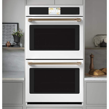 30 In. Smart Double Electric Smart Wall Oven with Convection Self-Cleaning in Matte White, Fingerprint Resistant