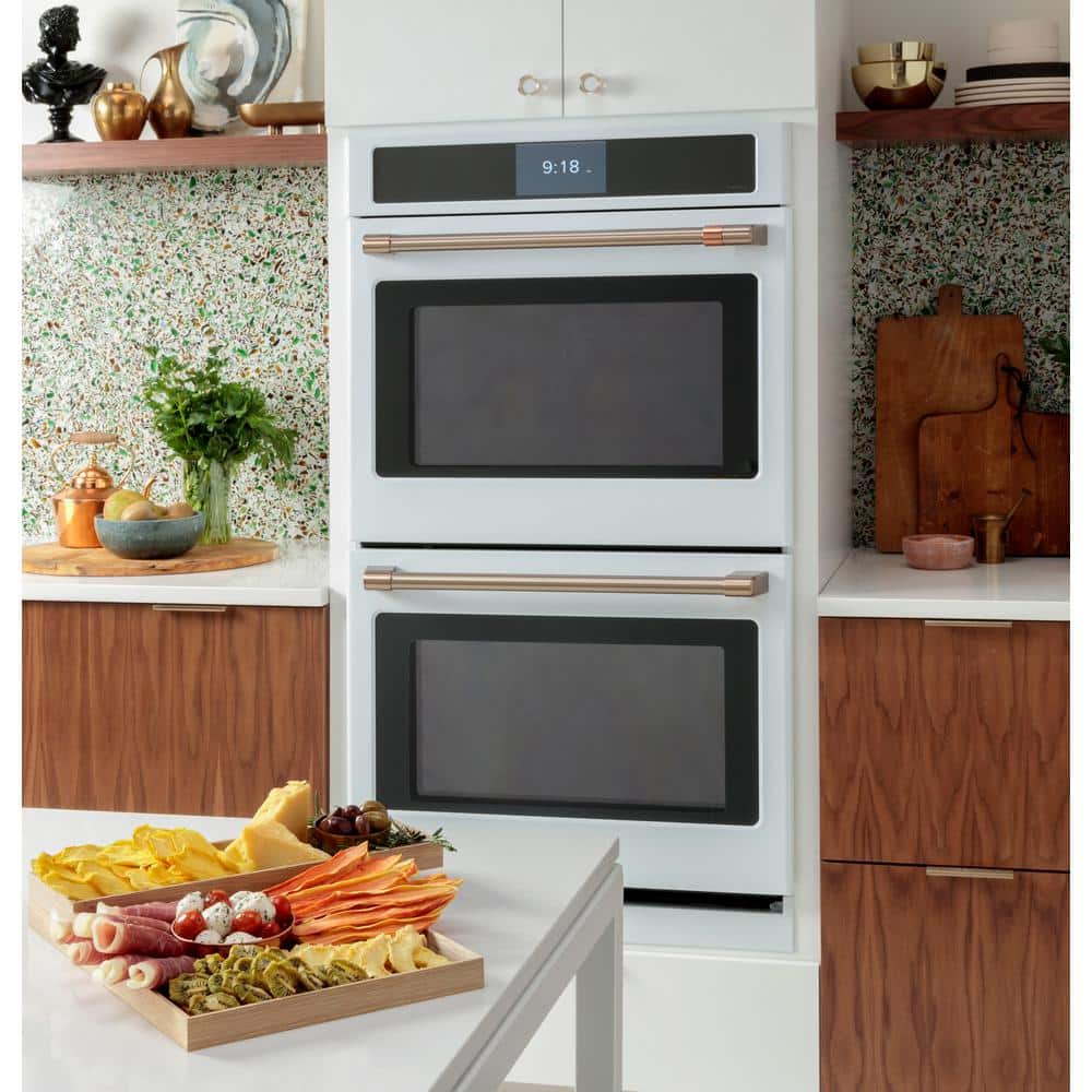 30 In. Smart Double Electric Smart Wall Oven with Convection Self-Cleaning in Matte White, Fingerprint Resistant