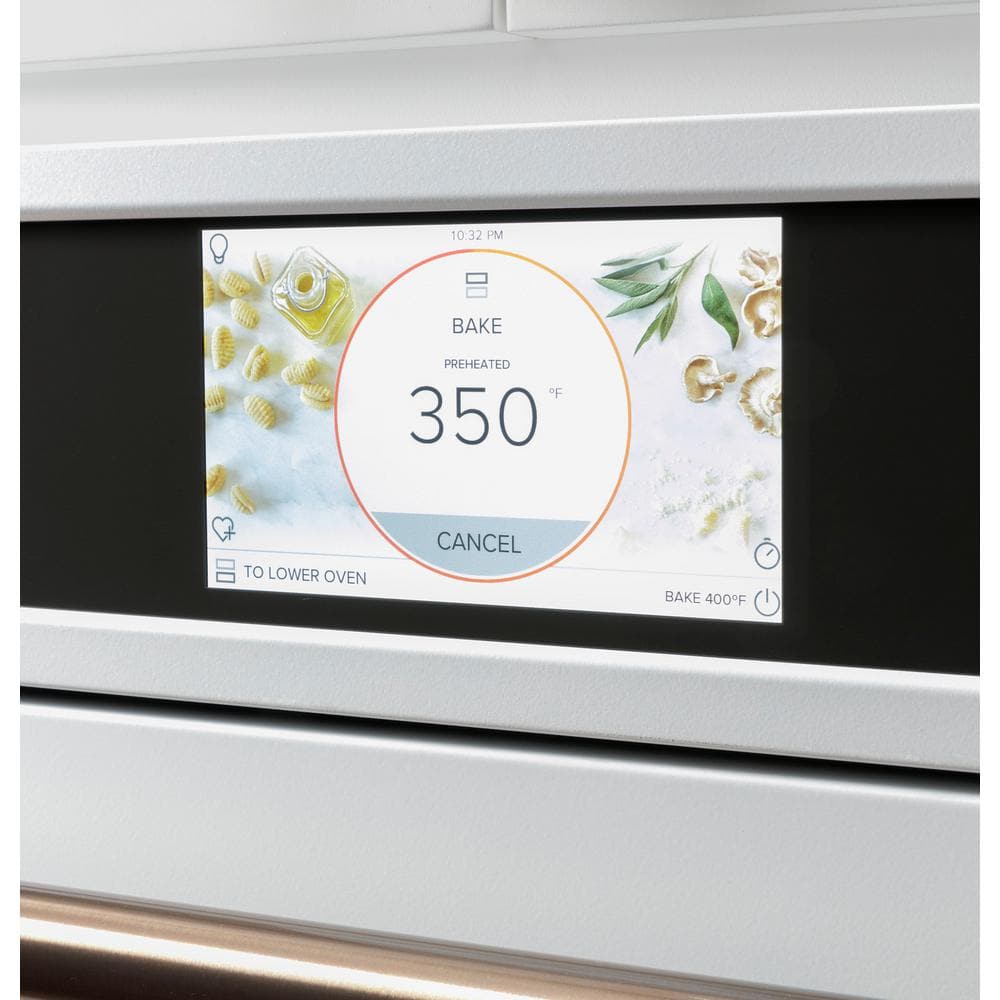 30 In. Smart Double Electric Smart Wall Oven with Convection Self-Cleaning in Matte White, Fingerprint Resistant