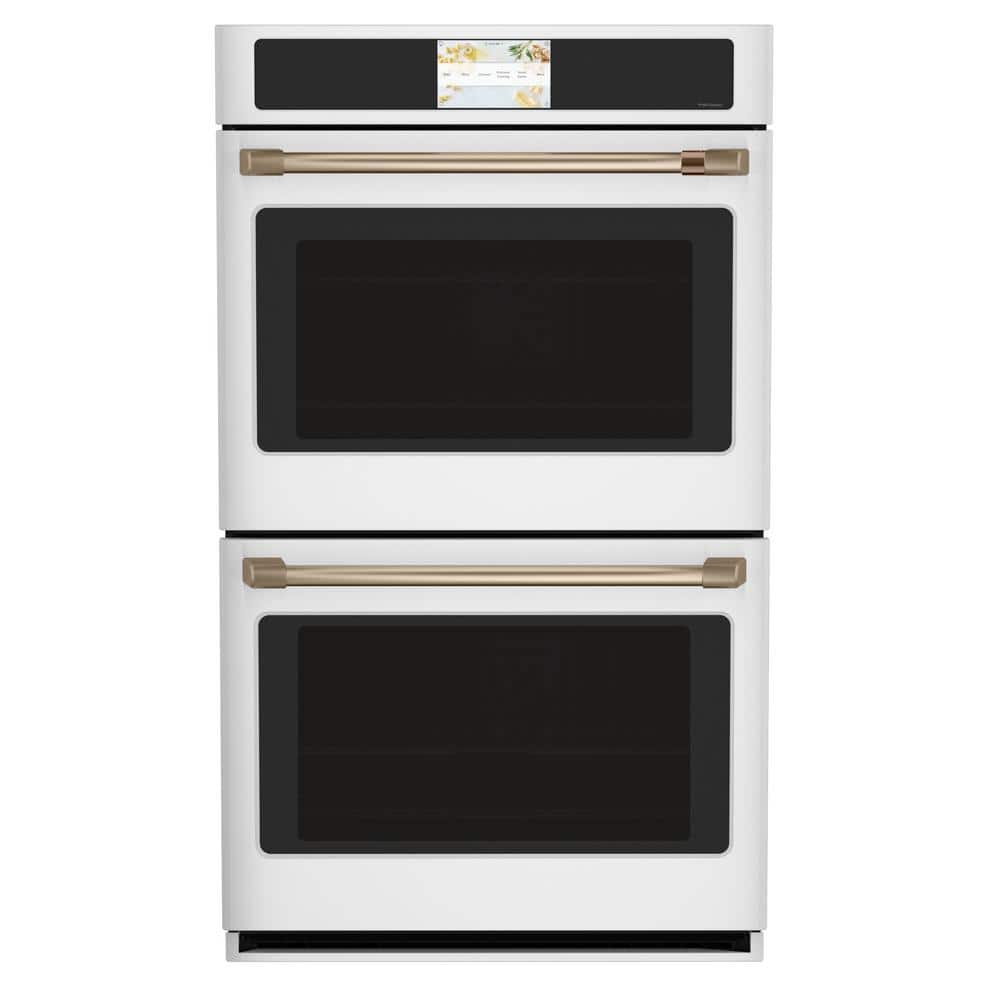 30 In. Smart Double Electric Smart Wall Oven with Convection Self-Cleaning in Matte White, Fingerprint Resistant