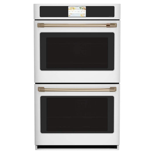 30 In. Smart Double Electric Smart Wall Oven with Convection Self-Cleaning in Matte White, Fingerprint Resistant