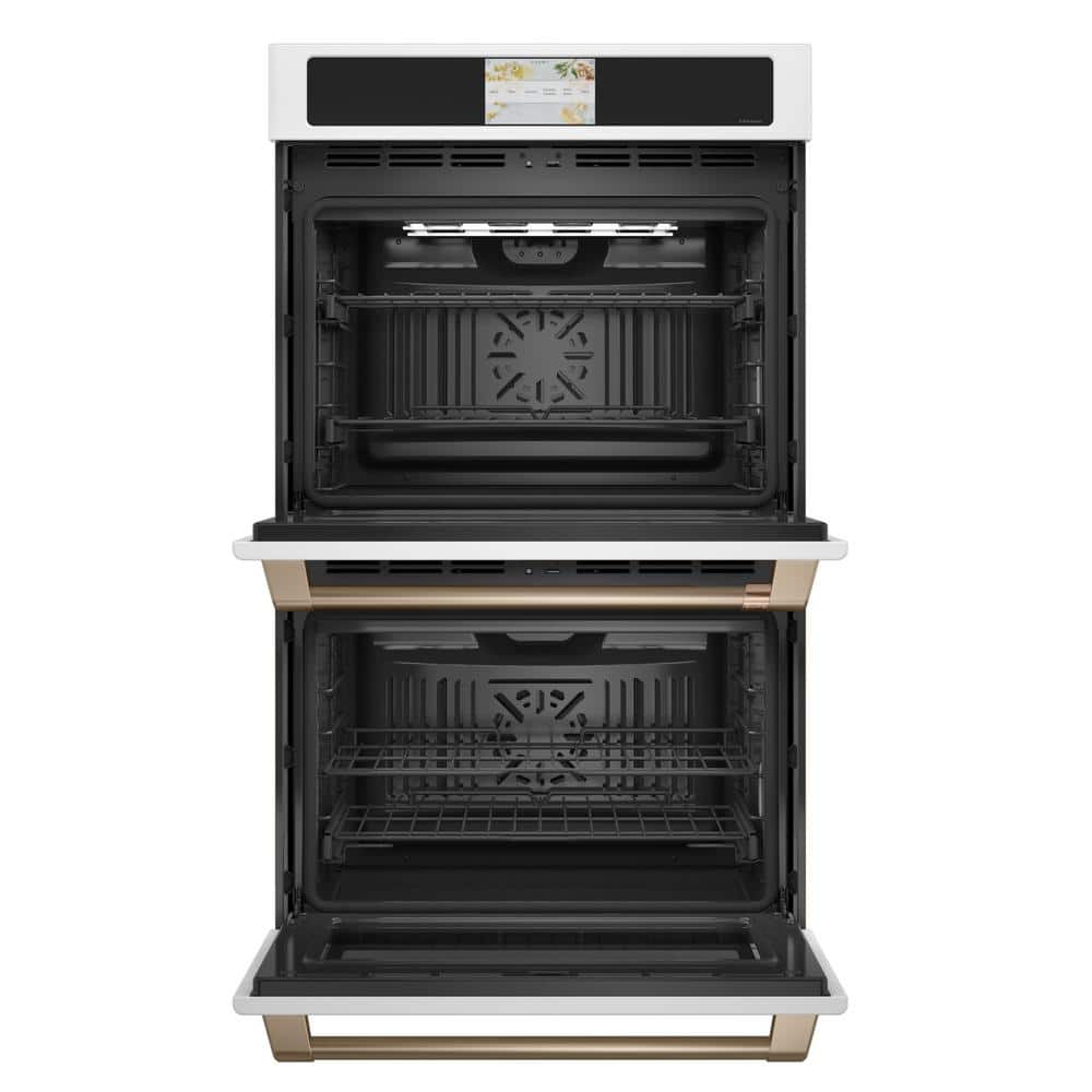 30 In. Smart Double Electric Smart Wall Oven with Convection Self-Cleaning in Matte White, Fingerprint Resistant