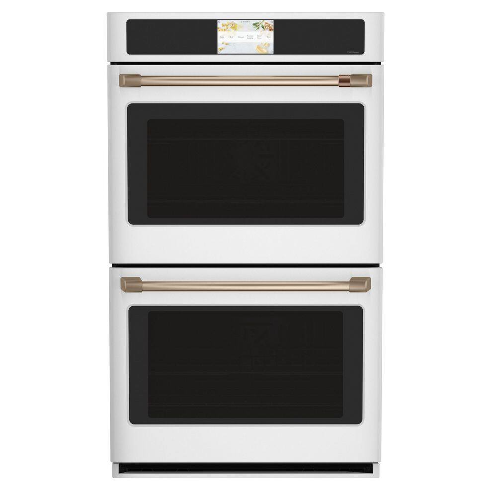 30 In. Smart Double Electric Smart Wall Oven with Convection Self-Cleaning in Matte White, Fingerprint Resistant