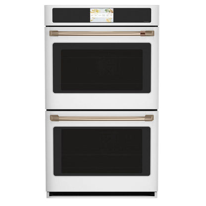 30 In. Smart Double Electric Smart Wall Oven with Convection Self-Cleaning in Matte White, Fingerprint Resistant