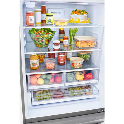 33 In. W 26 Cu. Ft. Bottom Freezer Refrigerator W/ Multi-Air Flow and Smart Cooling in Printproof Stainless Steel