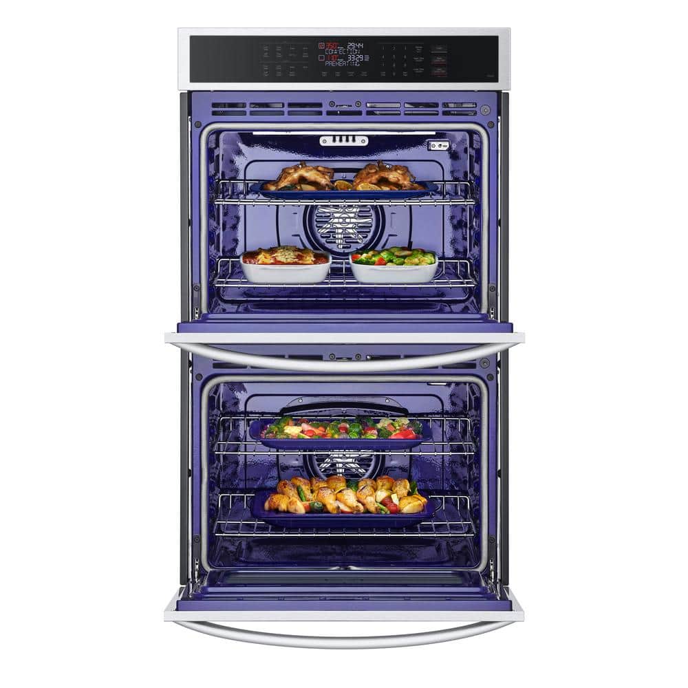 9.4 Cu. Ft. Smart Double Wall Oven with Fan Convection, Air Fry in Printproof in Stainless Steel