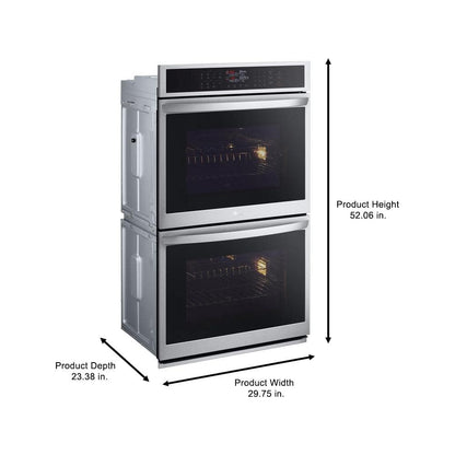 9.4 Cu. Ft. Smart Double Wall Oven with Fan Convection, Air Fry in Printproof in Stainless Steel