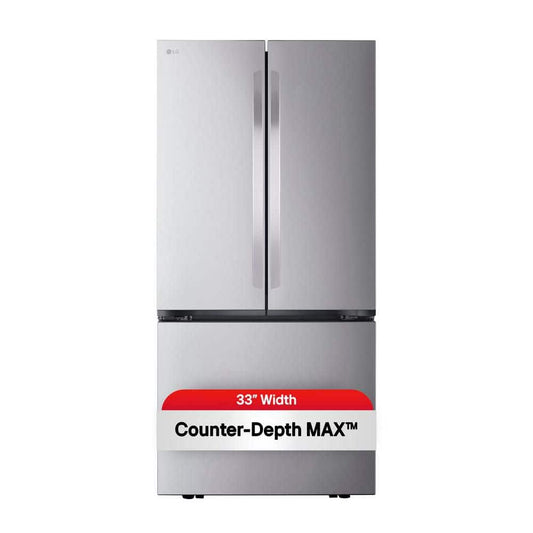 33 In. W. 21 Cu.Ft. SMART Counter Depth MAX French Door Refrigerator with Ice Maker in Printproof Stainless Steel