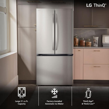 33 In. W. 21 Cu.Ft. SMART Counter Depth MAX French Door Refrigerator with Ice Maker in Printproof Stainless Steel