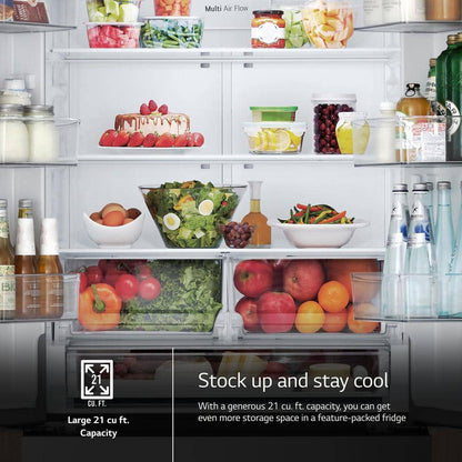 33 In. W. 21 Cu.Ft. SMART Counter Depth MAX French Door Refrigerator with Ice Maker in Printproof Stainless Steel