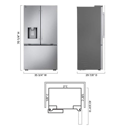 24 Cu. Ft. Counter Depth MAX Zero Clearance 3-Door French Door Refrigerator with Craft Ice in Printproof Stainless Steel