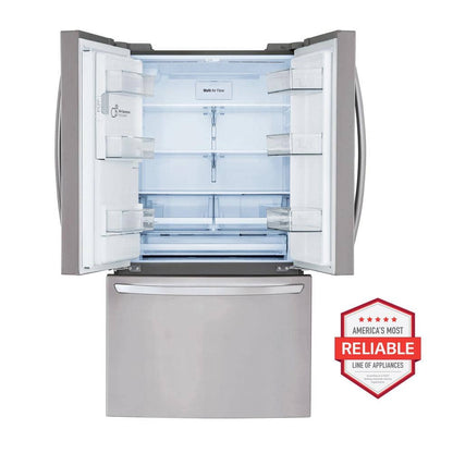 28 Cu. Ft. 3 Door French Door Refrigerator with Ice and Water Dispenser and Craft Ice in Printproof Stainless Steel