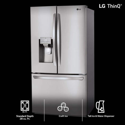 28 Cu. Ft. 3 Door French Door Refrigerator with Ice and Water Dispenser and Craft Ice in Printproof Stainless Steel
