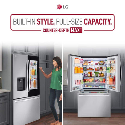 27 Cu. Ft. Smart Counter-Depth MAX French Door Refrigerator with Internal Water Dispenser in Printproof Stainless Steel