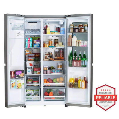 27 Cu. Ft. Side by Side Smart Refrigerator W/ Instaview and Craft Ice in Printproof Stainless Steel
