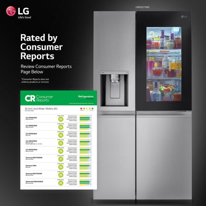27 Cu. Ft. Side by Side Smart Refrigerator W/ Instaview and Craft Ice in Printproof Stainless Steel