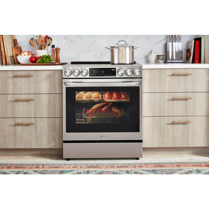 30 In. 5 Burner Element Slide-In Induction Range with Instaview and Air Fry in Printproof Stainless Steel