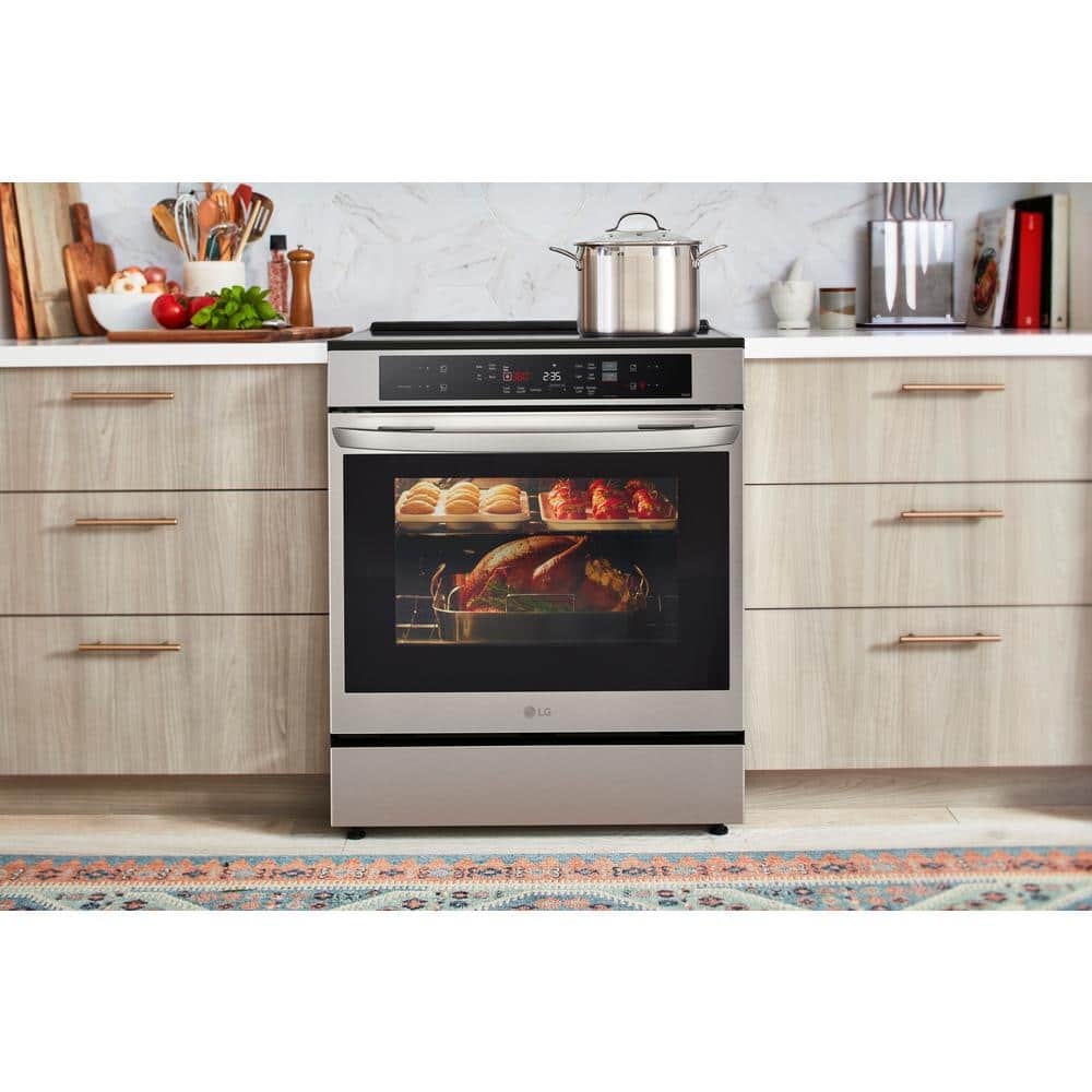 6.3 Cu. Ft. SMART Induction Slide-In Range in Printproof Stainless Steel with Convection, Easyclean, and Air Fry Tray