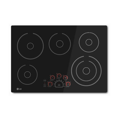 30 In. Radiant Smooth Surface Electric Cooktop in Black with 5 Burner Elements and Smoothtouch Controls