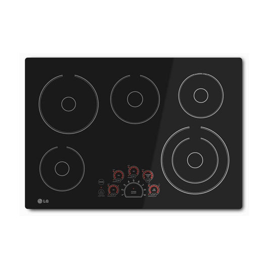 30 In. Radiant Smooth Surface Electric Cooktop in Black with 5 Burner Elements and Smoothtouch Controls
