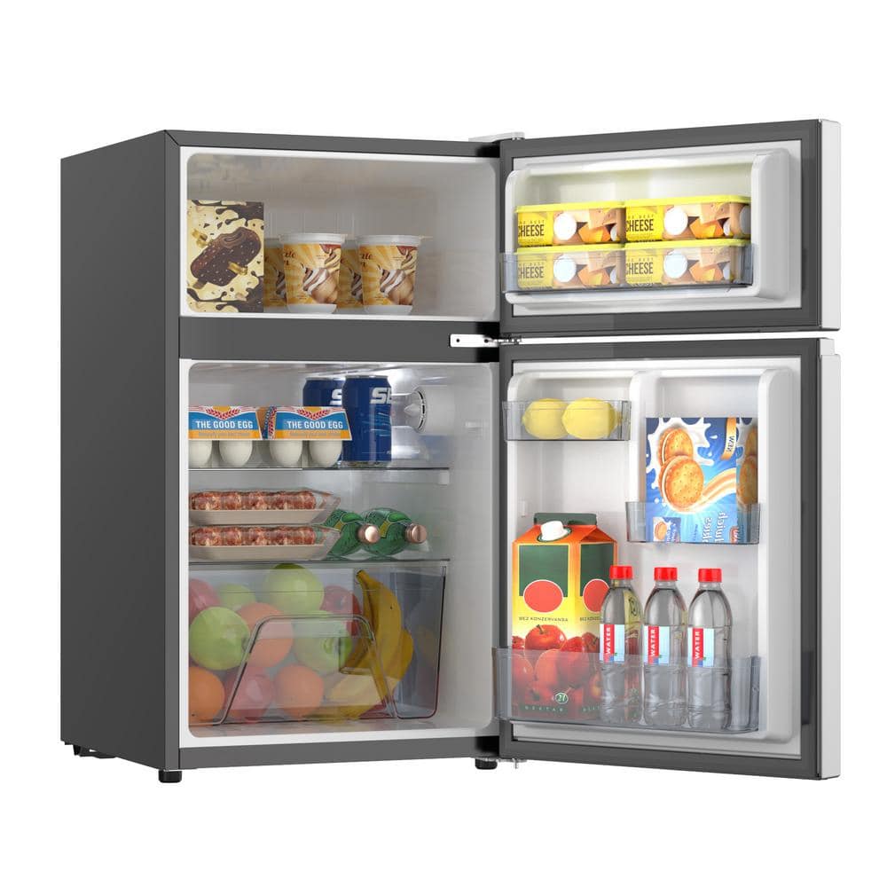3.1 Cu. Ft. 2-Door Mini Refrigerator in Stainless Steel with Freezer, ENERGY STAR