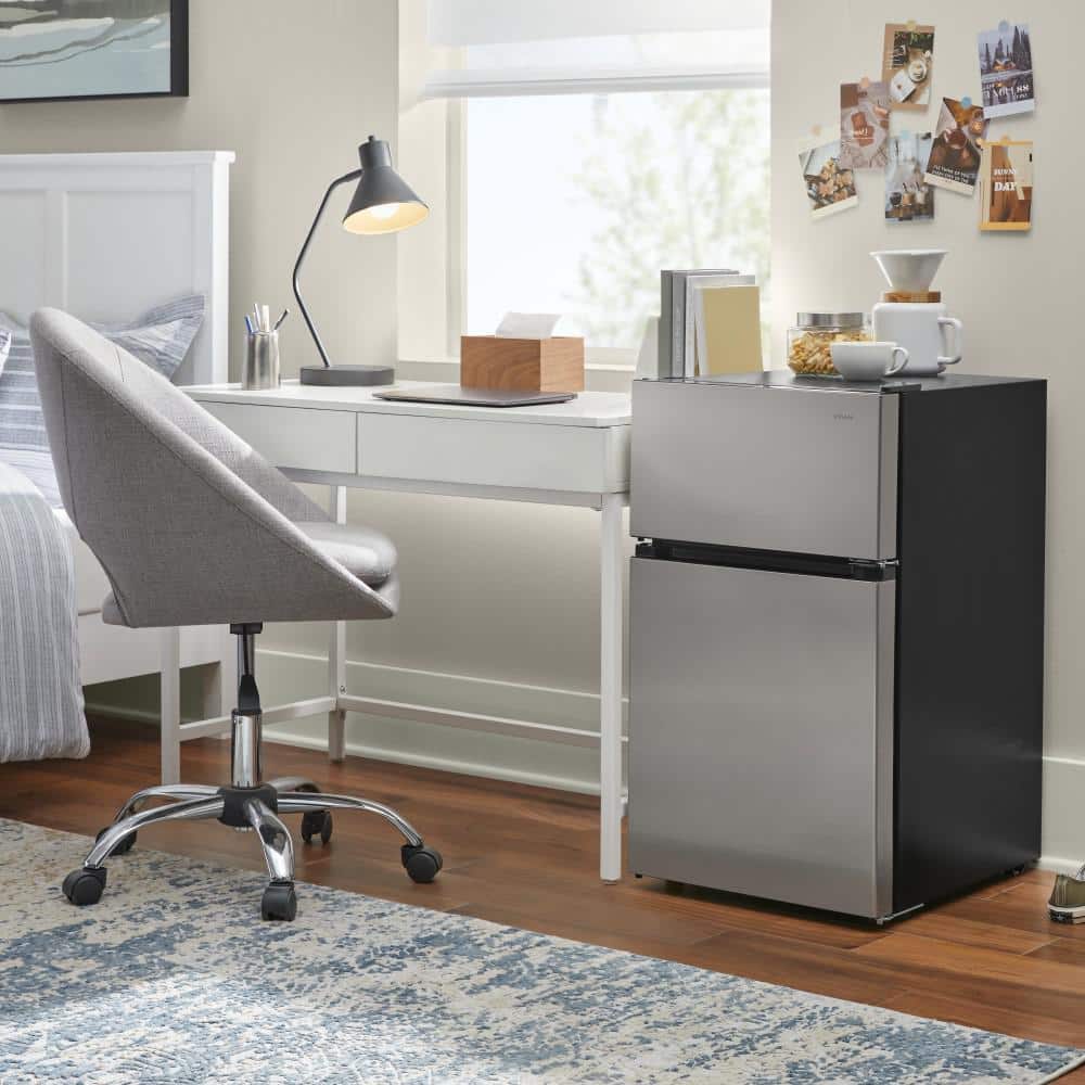 3.1 Cu. Ft. 2-Door Mini Refrigerator in Stainless Steel with Freezer, ENERGY STAR