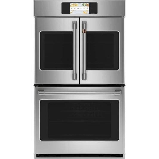 30 In. Smart Double Electric French-Door Wall Oven with Convection Self Cleaning in Stainless Steel