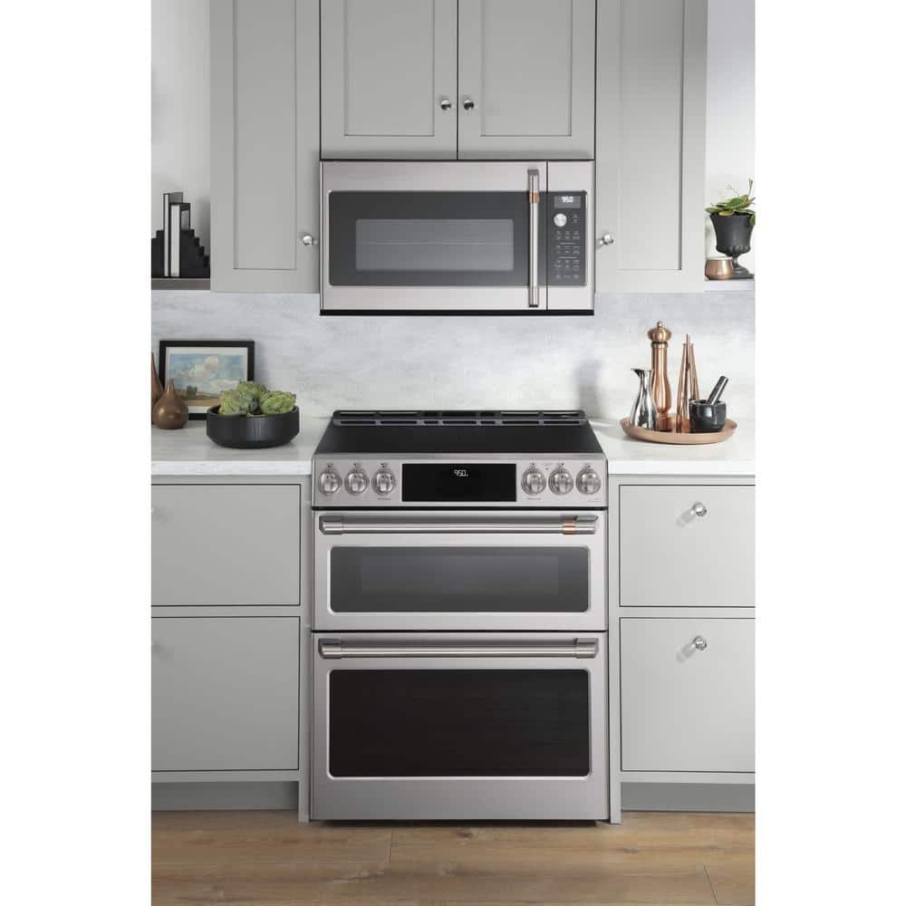 30 In. 5 Burner Element Smart Slide-In Double Oven Induction Range with Convection in Stainless Steel