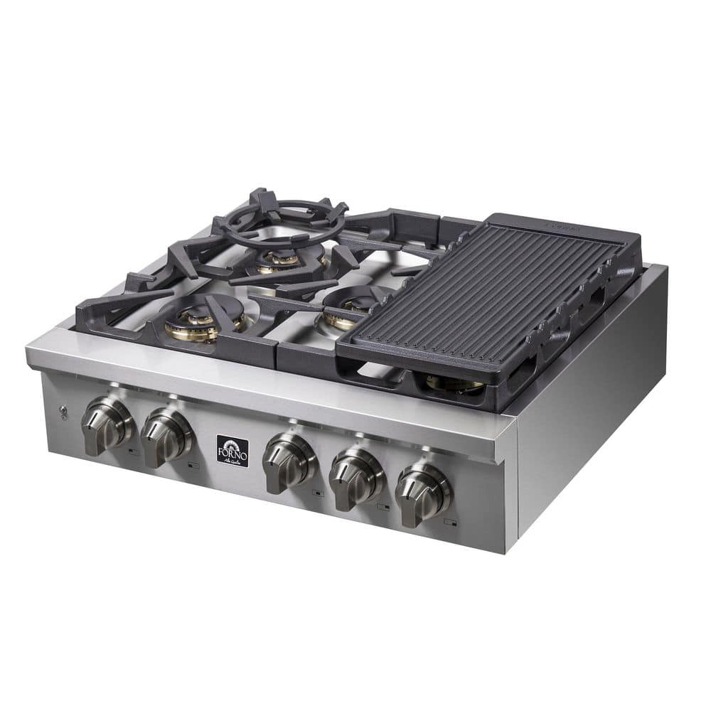 Alta Qualita 30 In. Pro-Style GAS 5 Sealed Brass Burners 100,000 BTU All 304 Stainless Steel