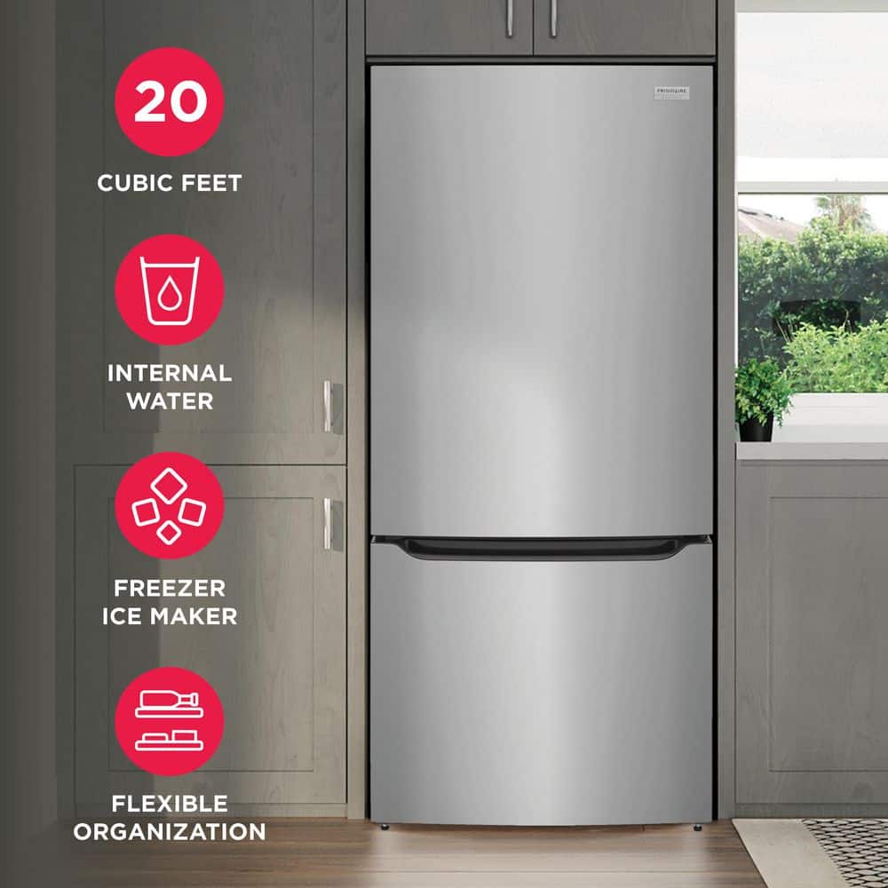 Gallery 30 In. 20.3 Cu. Ft. Bottom Freezer Refrigerator in Smudge-Proof Stainless Steel with Internal Water Dispenser