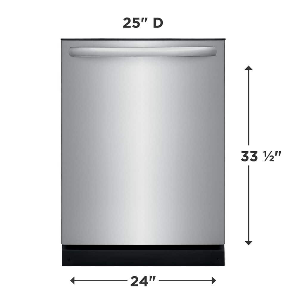 24 in Top Control Built in Tall Tub Dishwasher with Plastic Tub in Stainless Steel with 4-Cycles