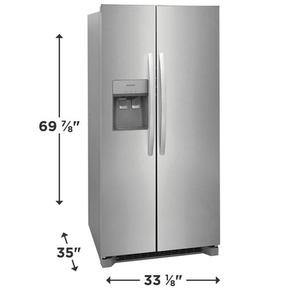 33 In. 22.3 Cu. Ft. Standard Depth Side by Side Refrigerator in Stainless Steel