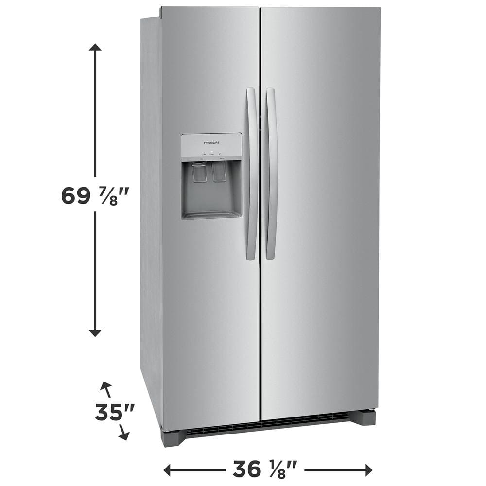 36 In. 26 Cu. Ft. Standard Depth Side by Side Refrigerator in Stainless Steel
