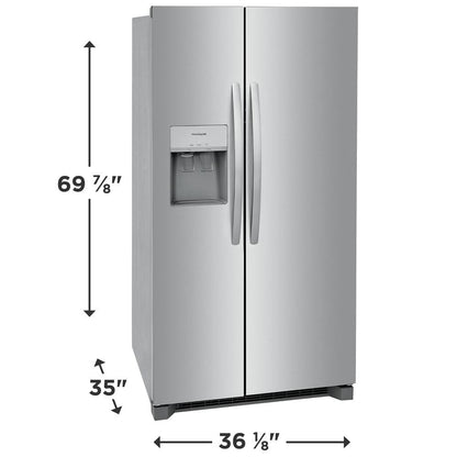 36 In. 26 Cu. Ft. Standard Depth Side by Side Refrigerator in Stainless Steel