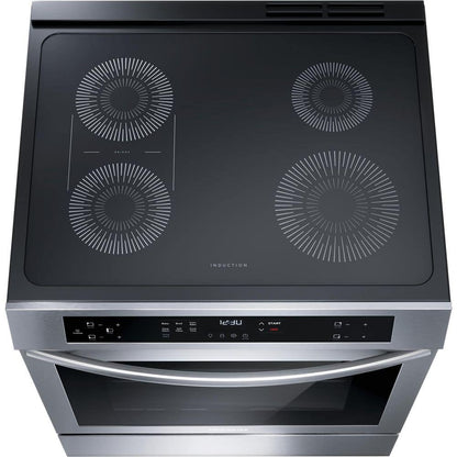 30 in 5.3 Cu.Ft. 4-Burner Element Slide-In Front Control Self-Cleaning Induction Range W/ Convection in Stainless Steel