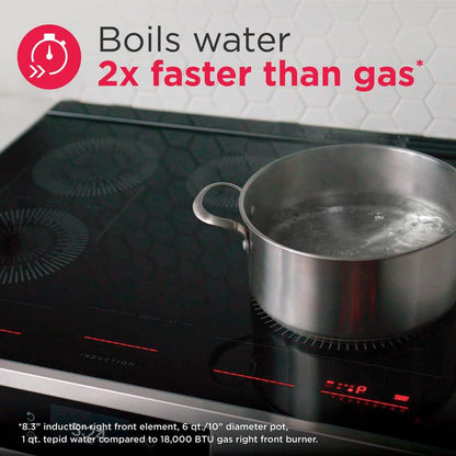 30 in 5.3 Cu.Ft. 4-Burner Element Slide-In Front Control Self-Cleaning Induction Range W/ Convection in Stainless Steel
