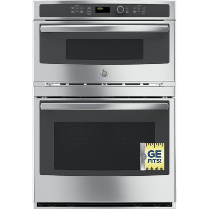 30 In. Double Electric Wall Oven with Built-In Microwave in Stainless Steel