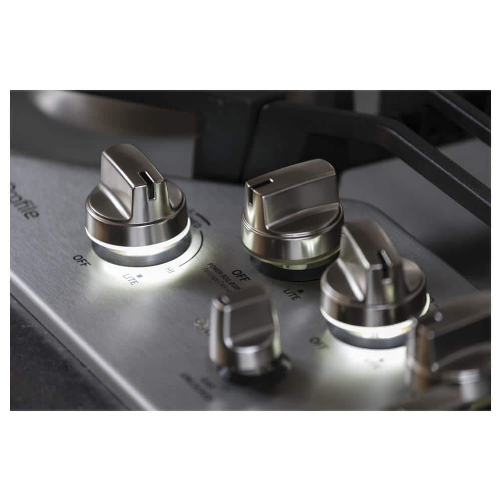 Profile 36 In. Gas Cooktop in Stainless Steel with 5 Burners Including Power Boil Burners
