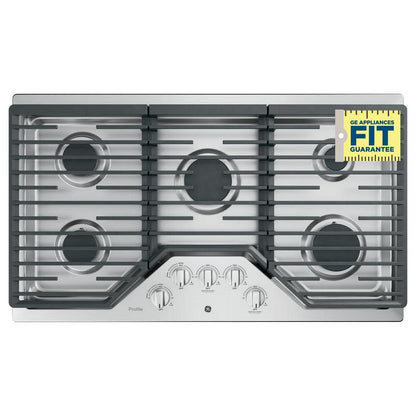 Profile 36 In. Gas Cooktop in Stainless Steel with 5 Burners Including Power Boil Burners