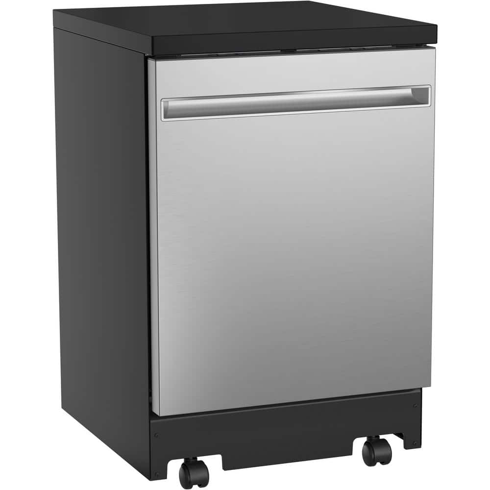 24 In. Top Control Portable Stainless Steel Dishwasher with Stainless Steel Interior, Sanitize, 54 Dba