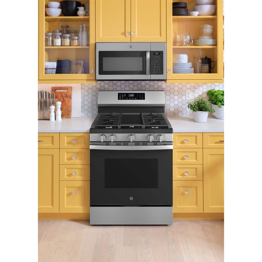 30 In. 5-Burners Smart Free-Standing Gas Convection Range in Stainless with Easywash Oven Tray and No-Preheat Air Fry