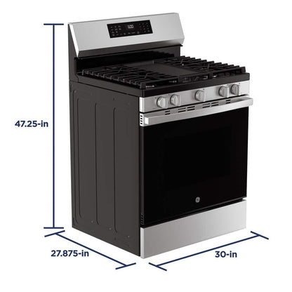 30 In. 5-Burners Smart Free-Standing Gas Convection Range in Stainless with Easywash Oven Tray and No-Preheat Air Fry