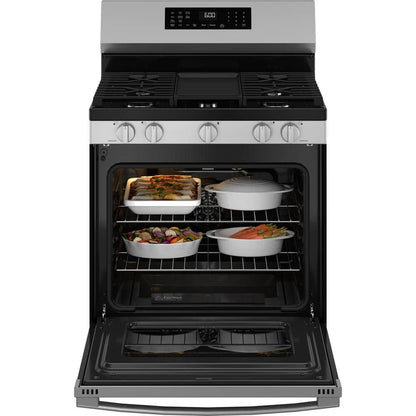 30 In. 5-Burners Smart Free-Standing Gas Convection Range in Stainless with Easywash Oven Tray and No-Preheat Air Fry