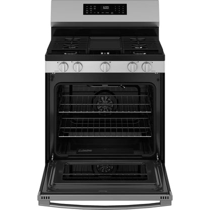 30 In. 5-Burners Smart Free-Standing Gas Convection Range in Stainless with Easywash Oven Tray and No-Preheat Air Fry
