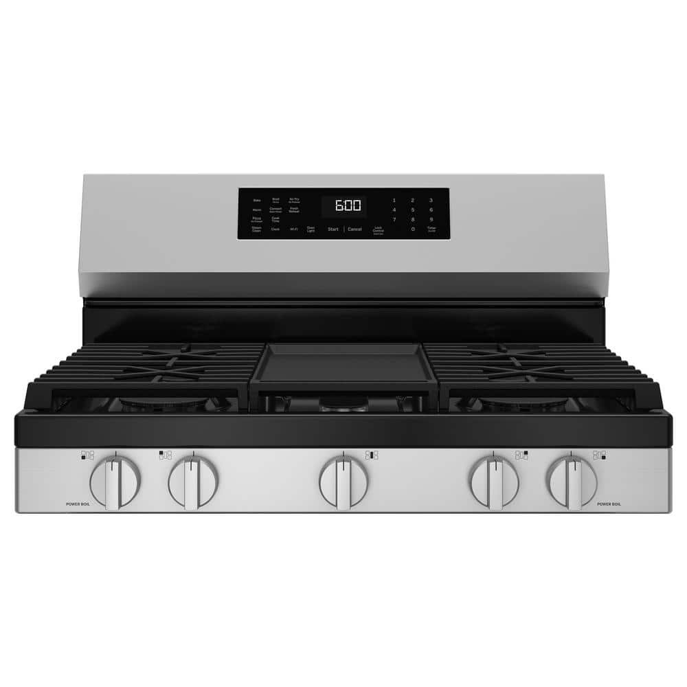 30 In. 5-Burners Smart Free-Standing Gas Convection Range in Stainless with Easywash Oven Tray and No-Preheat Air Fry