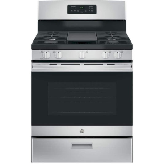 30 In. 5.0 Cu. Ft. Freestanding Gas Range in Stainless Steel with Griddle