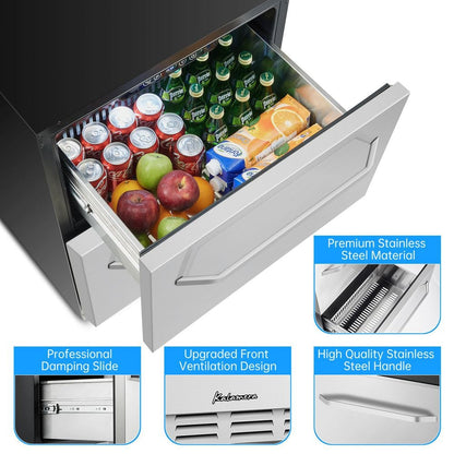 5.1 Cu.Ft 24 In. Built-In Undercounter Double Drawer Refrigerator in Stainless Steel